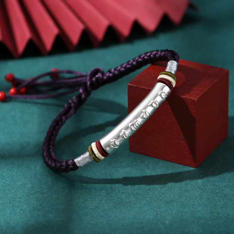 Bracelet en argent sterling 999 avec Buddha Stones Om Mani Padme Hum et force de protection - Argent sterling 999 - Violet foncé (Taille du bracelet : 16 + 4,5 cm) - image 17