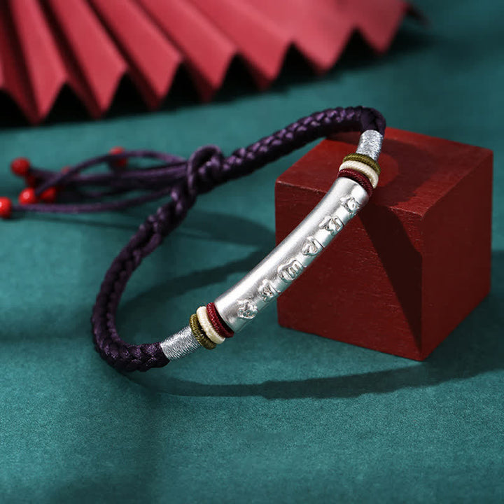 Bracelet en argent sterling 999 avec Buddha Stones Om Mani Padme Hum et force de protection - Argent sterling 999 - Violet foncé (Taille du bracelet : 16 + 4,5 cm) - image 17