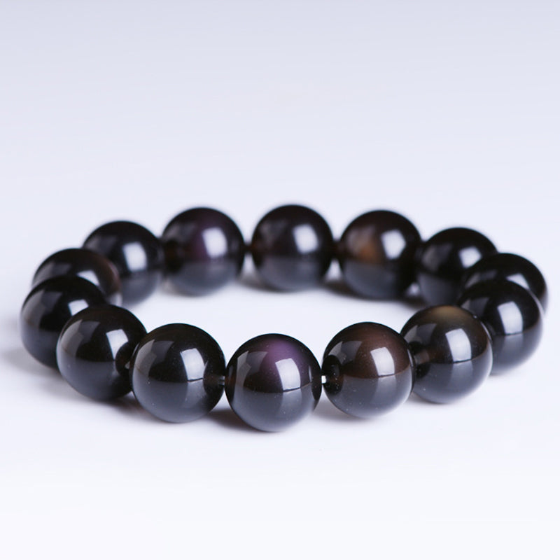 Bracelet positif en obsidienne arc-en-ciel naturelle de Buddha Stones