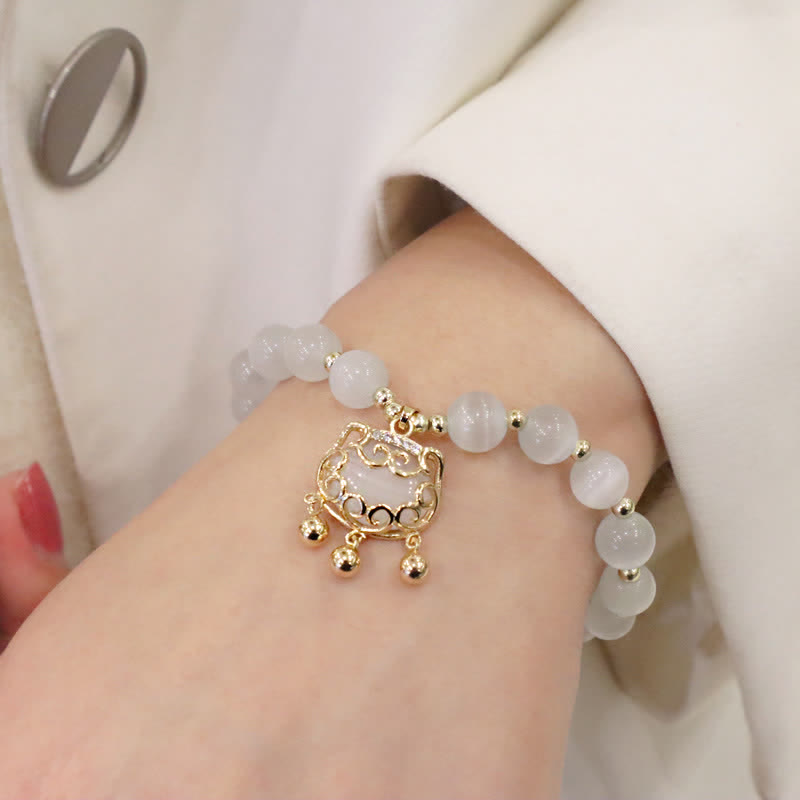 Bracelet à breloques en perles avec motif de chat et œil de chat en Buddha Stones - image 11