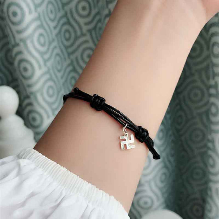 Bracelet tressé en argent sterling 925 Buddha Stones et ficelle rouge