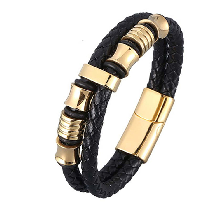 Bracelet porte-bonheur en cuir tressé à plusieurs couches avec Buddha Stones