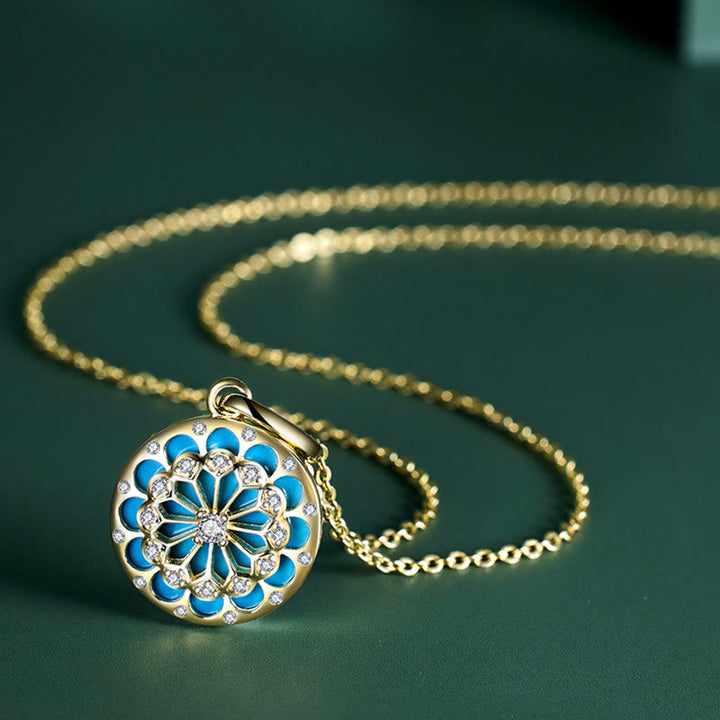 Collier pendentif en argent sterling 925 Buddha Stones et zircon rond turquoise