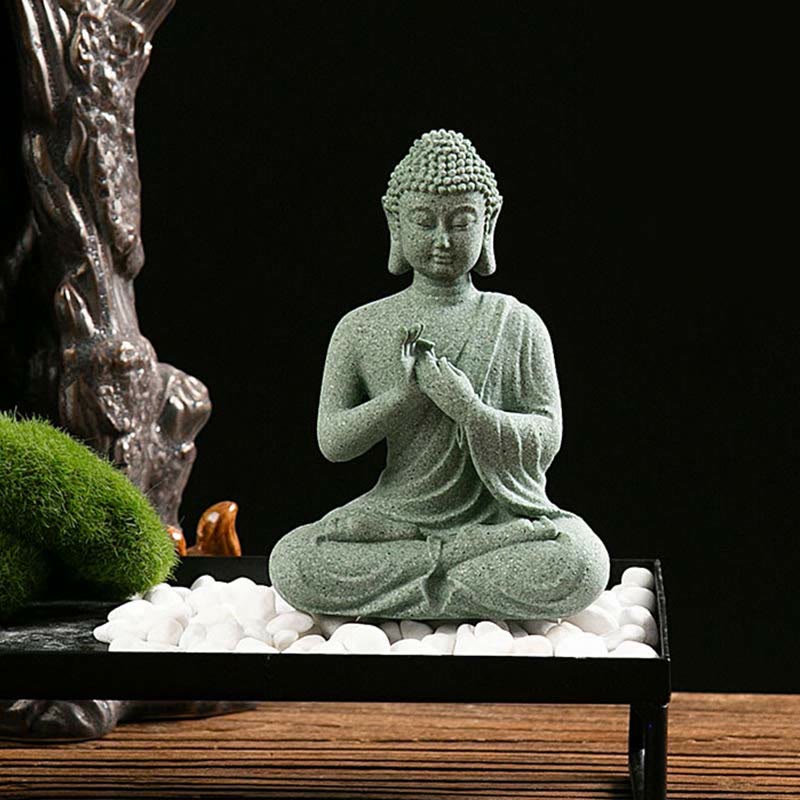 Buddha Stones Méditation Tibétaine Contemplation Bouddha Sérénité Compassion Statue Figurine Décoration