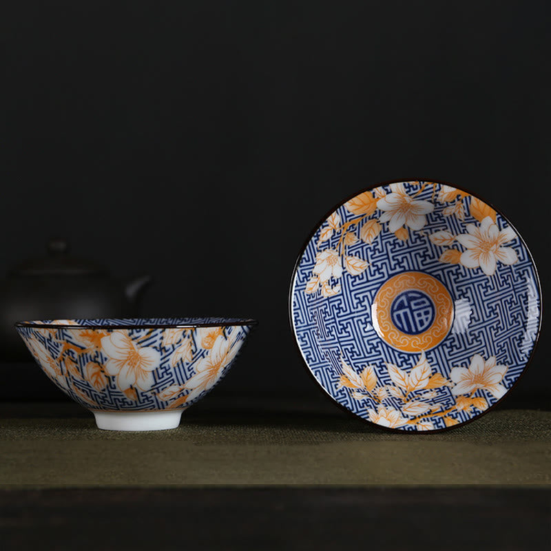 Buddha Stones Fleurs Fu Caractère Montagnes Lotus Fleurs de cerisier Tasse à thé en céramique Tasse à thé Kung Fu