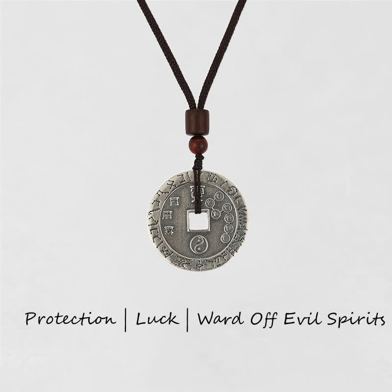 Collier pendentif en cuivre avec Buddha Stones Bagua Yin Yang et pièce de monnaie en forme d'étoile - Bagua&Yin Yang - image 1