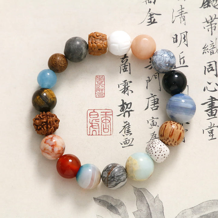 Bracelet en pierre de cristal de graine de Bodhi naturelle en agate de Buddha Stones pour éloigner les mauvais esprits