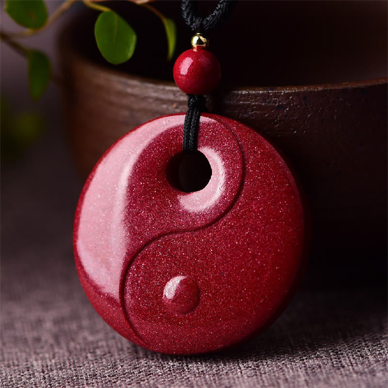 Collier pendentif en Buddha Stones rieur Yin Yang zodiaque chinois gourde cinabre naturel bénédiction - Yin Yang 32*8mm - image 7