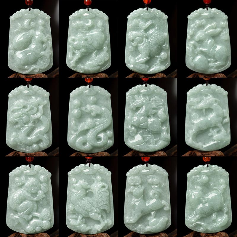 Collier pendentif amulette d'abondance en jade naturel Buddha Stones et 12 signes du zodiaque chinois - image 26