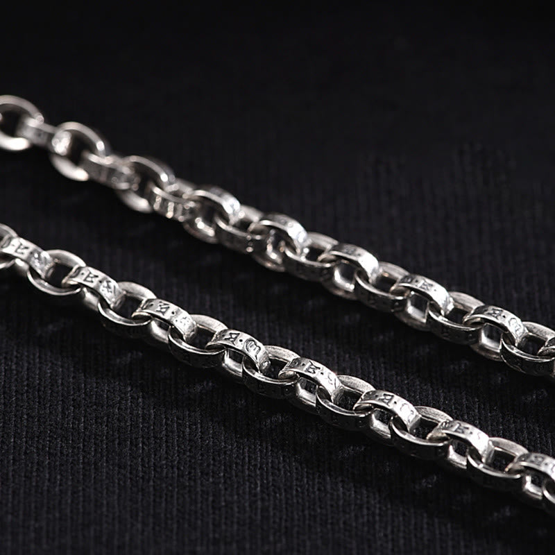 Bracelet en métal créatif sculpté Buddha Stones en argent sterling 925 Om Mani Padme Hum