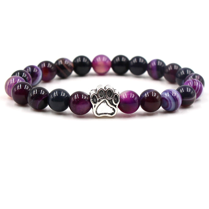 Bracelet de calme positif en agate indienne et agate verte avec patte de chien