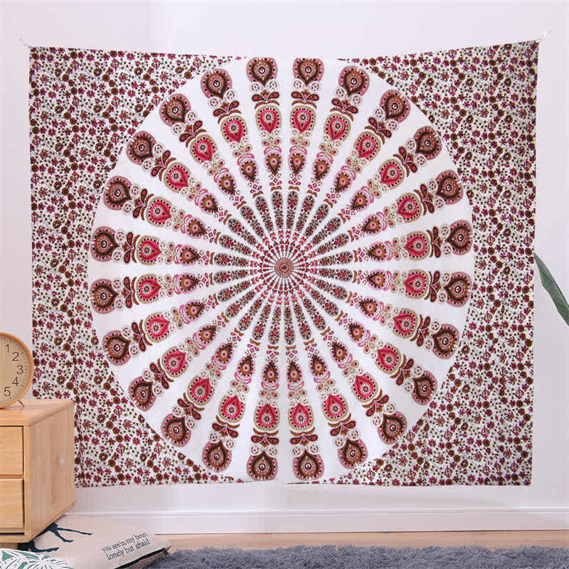 Tapisserie murale à motif mandala bohème, art mural, focus sur la créativité, décoration de salon pour la maison