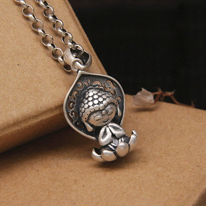 Collier Buddha Stones 999 Argent Sterling Méditation Bouddha Lotus Sérénité Pendentif - image 3