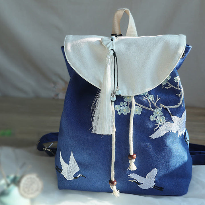 Sac à dos en toile de grande capacité brodé à la main avec Buddha Stones