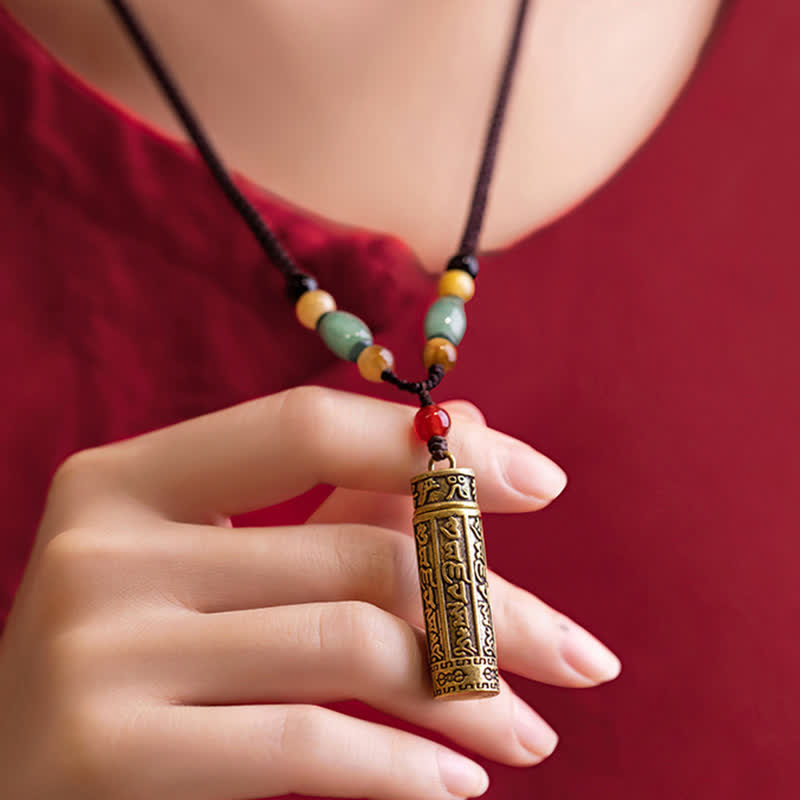 Buddhastoneshop Tibet Om Mani Padme Hum Agate Shurangama Sutra Protection Collier Pendentif - image 5