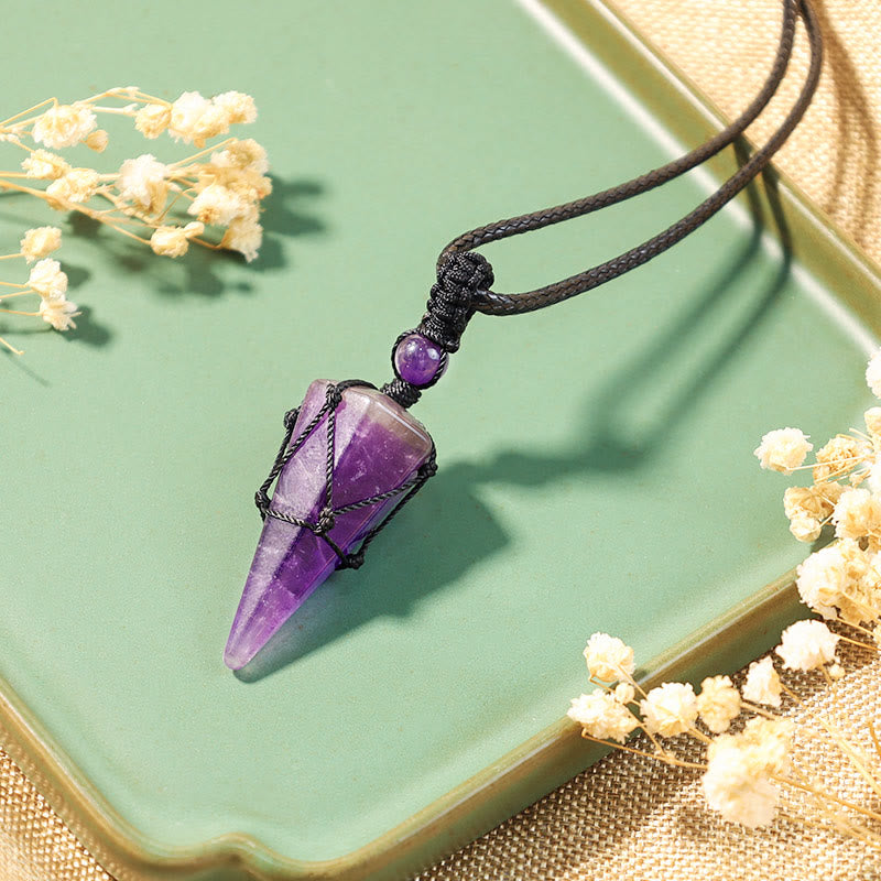 Collier pendentif pointu en pierre naturelle Buddha Stones