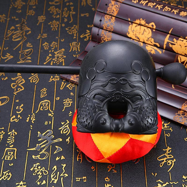Tambour en bois avec poisson Koi, temple bouddhiste de pleine conscience, Mokugyo