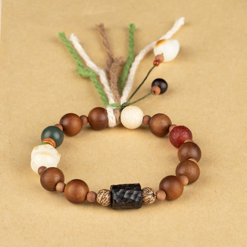 Bracelet à pompon en bois avec Buddha Stones et foudre, graine de Bodhi, patte de chat, griffe, protection de bon augure - image 2