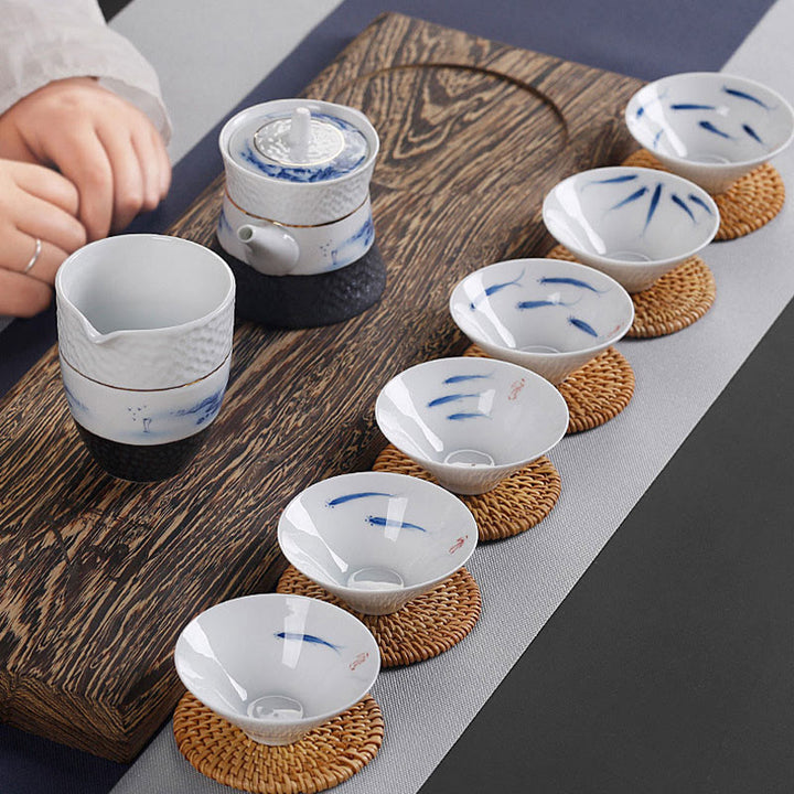 Buddha Stones Vintage Prune Orchidée Bambou Chrysanthème Lotus Koi Poisson Tasse à Thé en Céramique Tasses à Thé Kung Fu