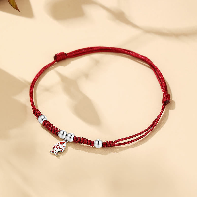 Bracelet tressé artisanal en argent sterling 925 avec poisson koï et richesse de Buddha Stones