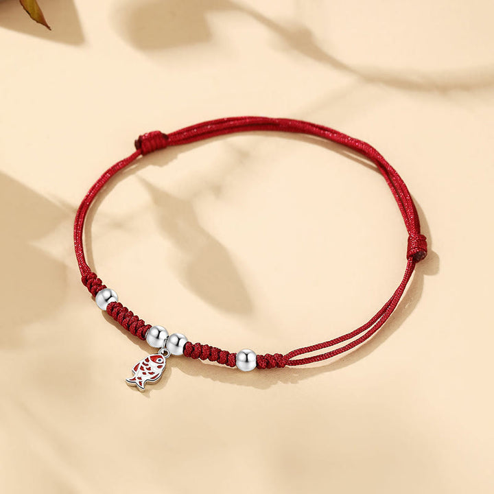 Bracelet tressé artisanal en argent sterling 925 avec poisson koï et richesse de Buddha Stones