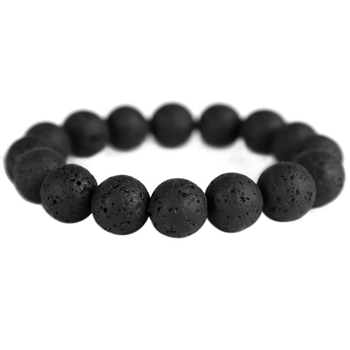 Bracelet de guérison en pierre de lave et bois d'ébène avec œil de tigre