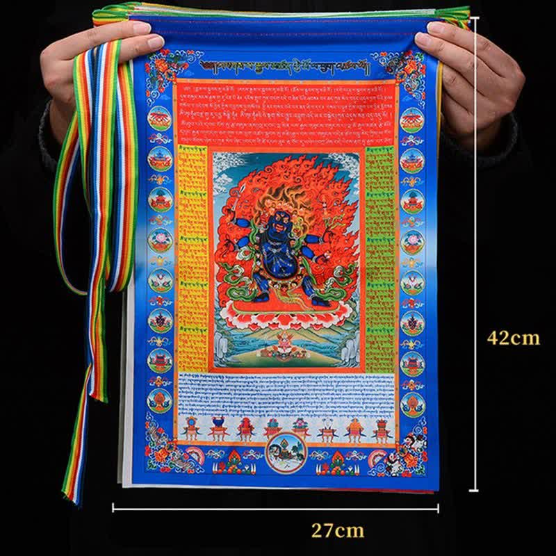 Buddha Stones Drapeau de prière extérieur tibétain à 10 couleurs représentant le Bouddha Cheval du Vent, symbole de guérison et de bon augure - image 21