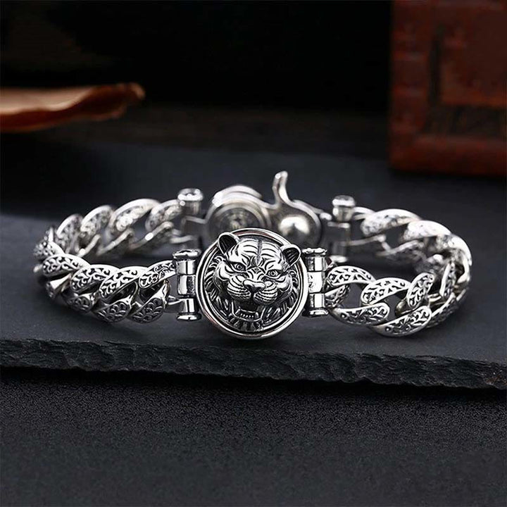 Bracelet énergétique porte-bonheur gravé avec motif floral de la dynastie Tang et Buddha Stones