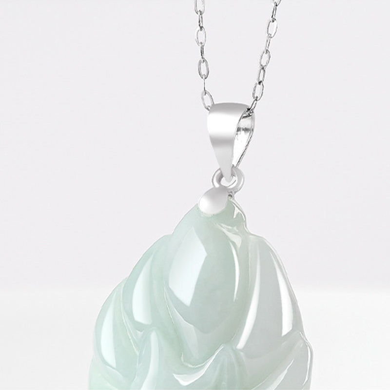 Collier pendentif de prospérité en jade naturel à neuf queues en argent sterling 925 Buddha Stones