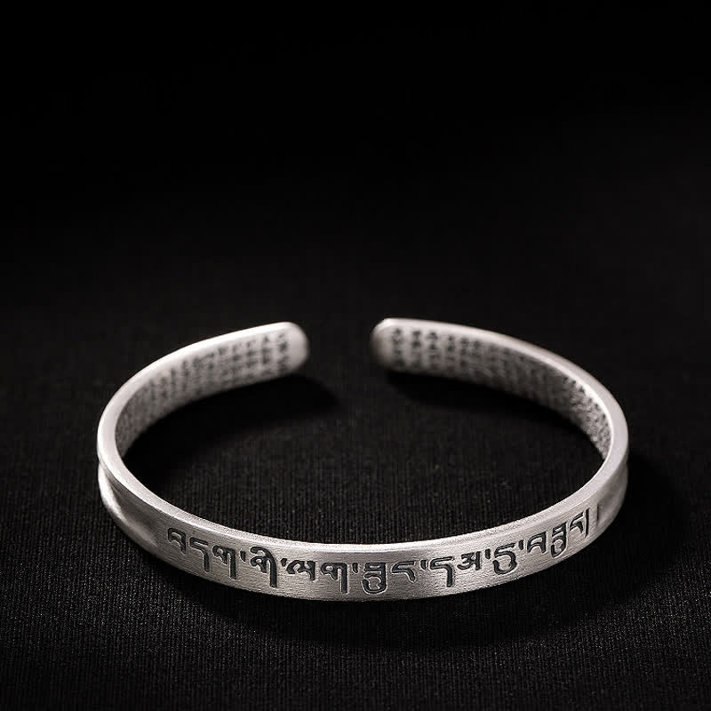Bracelet de protection en argent sterling 999 avec six mots vrais et sutra du cœur de Buddha Stones