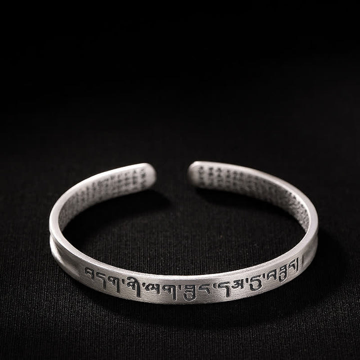 Bracelet de protection en argent sterling 999 avec six mots vrais et sutra du cœur de Buddha Stones