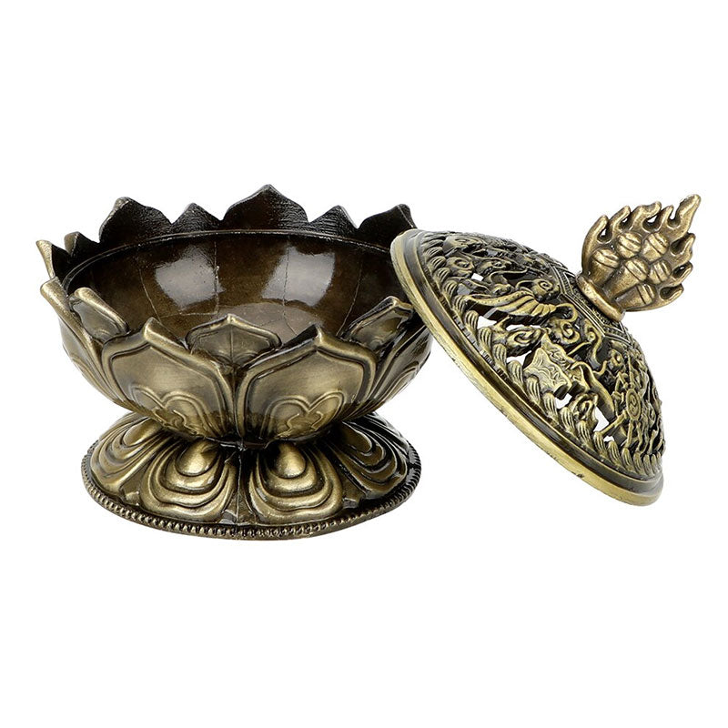Brûleur d'encens purificateur en forme de lotus tibétain en Buddha Stones