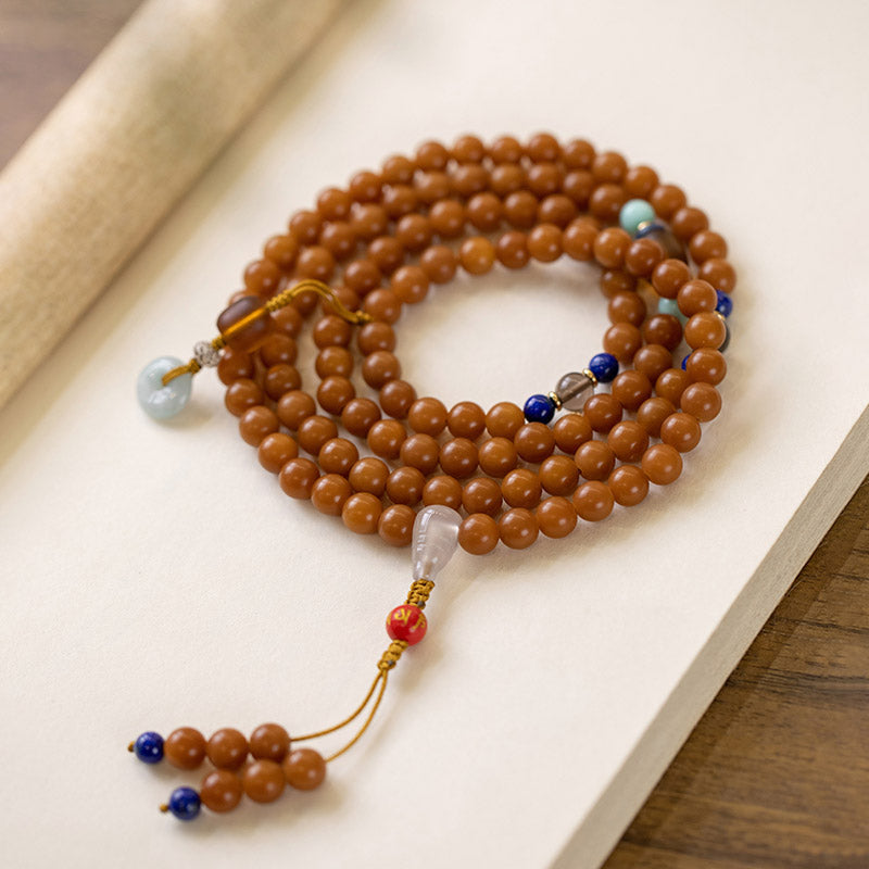 Bracelet Mala de méditation avec 108 Buddha Stones et graines de Bodhi
