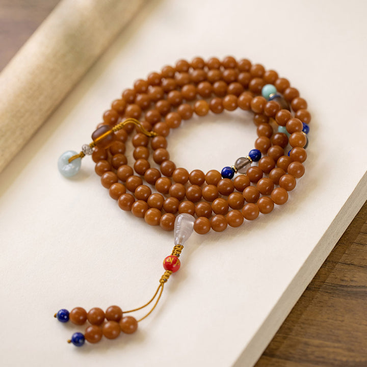Bracelet Mala de méditation avec 108 Buddha Stones et graines de Bodhi