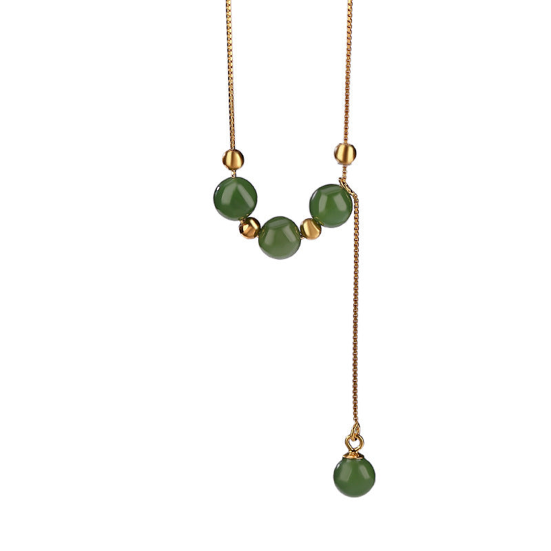 Collier pendentif de guérison en perles de jade cyan en argent sterling 925 Buddha Stones
