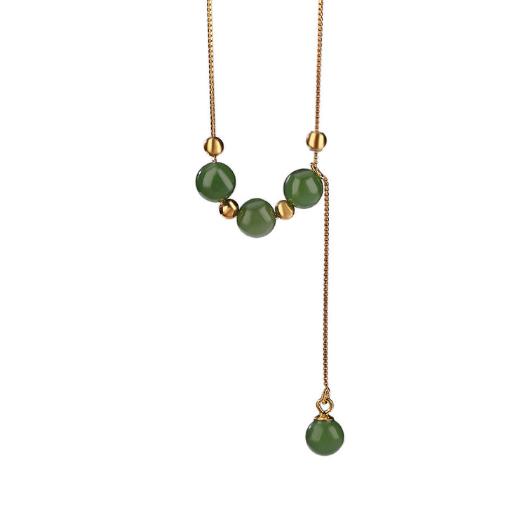 Collier pendentif de guérison en perles de jade cyan en argent sterling 925 Buddha Stones