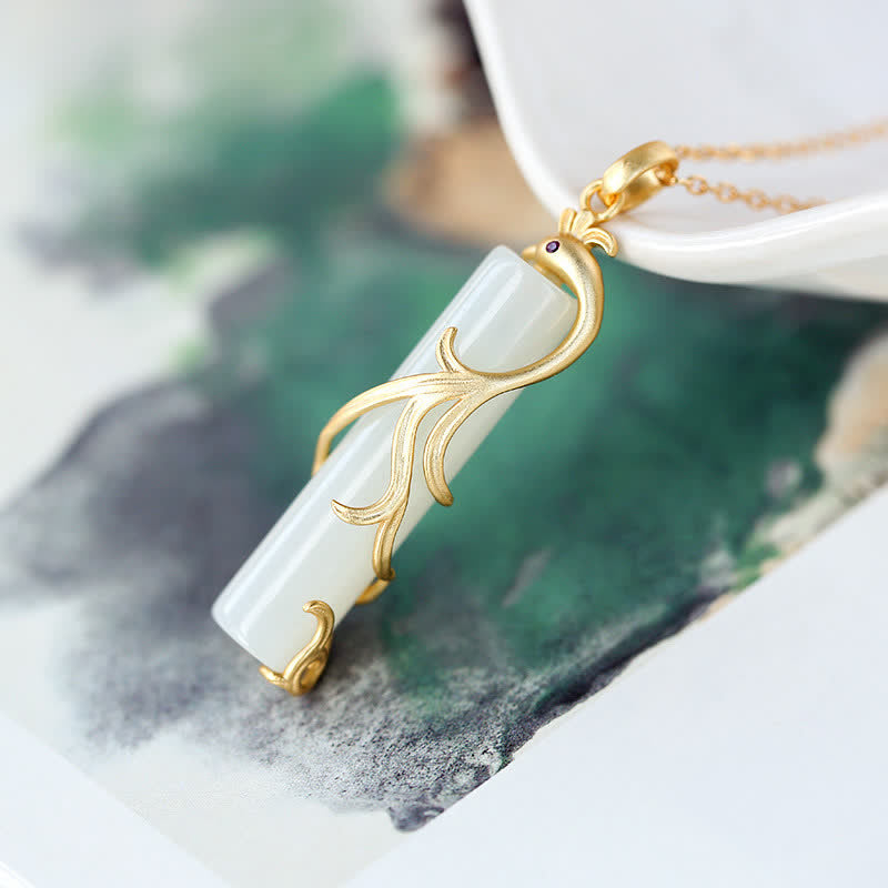 Collier pendentif protection cuivre dragon phénix jade Buddha Stones - image 11