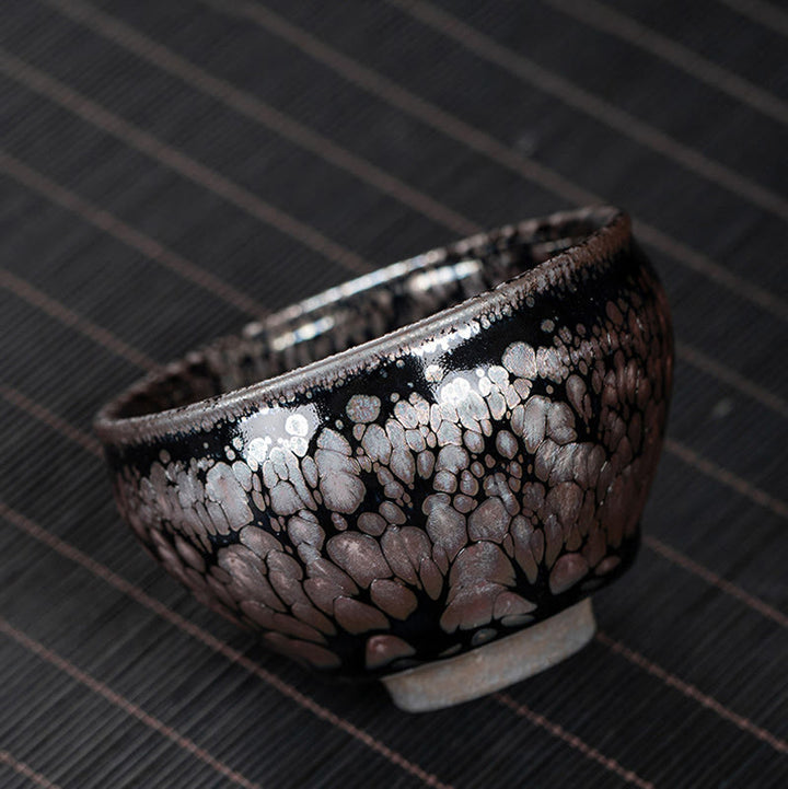 Tasse à thé en céramique chinoise Jianzhan Buddha Stones et fleurs de cerisier faites à la main Motif Sakura