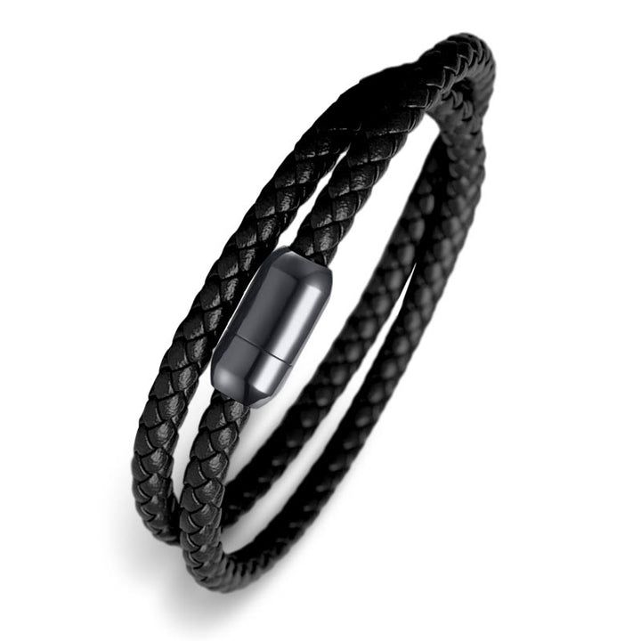 Bracelet de protection à boucle magnétique en cuir véritable avec cordon rouge Buddha Stones