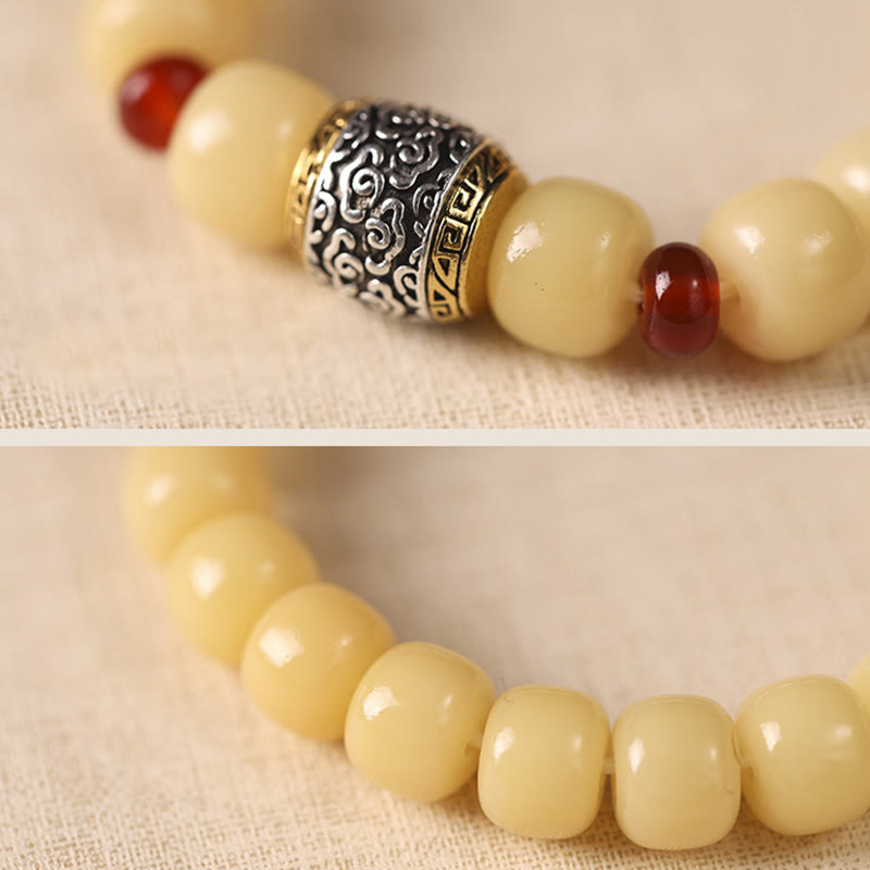 Bracelet de paix en perles de caractère Fu avec des Buddha Stones et des graines de Bodhi