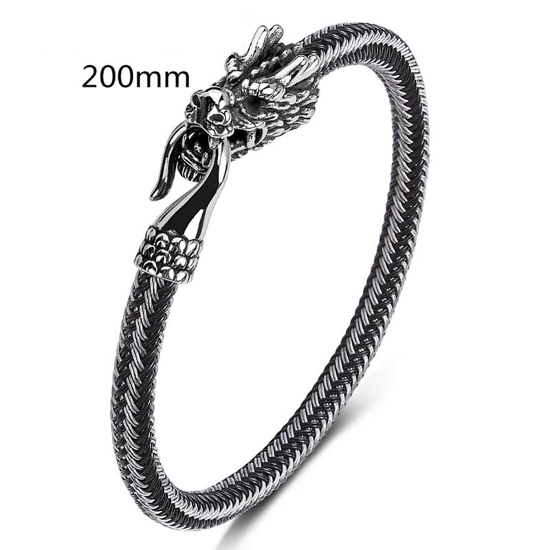 Bracelet de protection en acier titane avec dragon et Buddha Stones