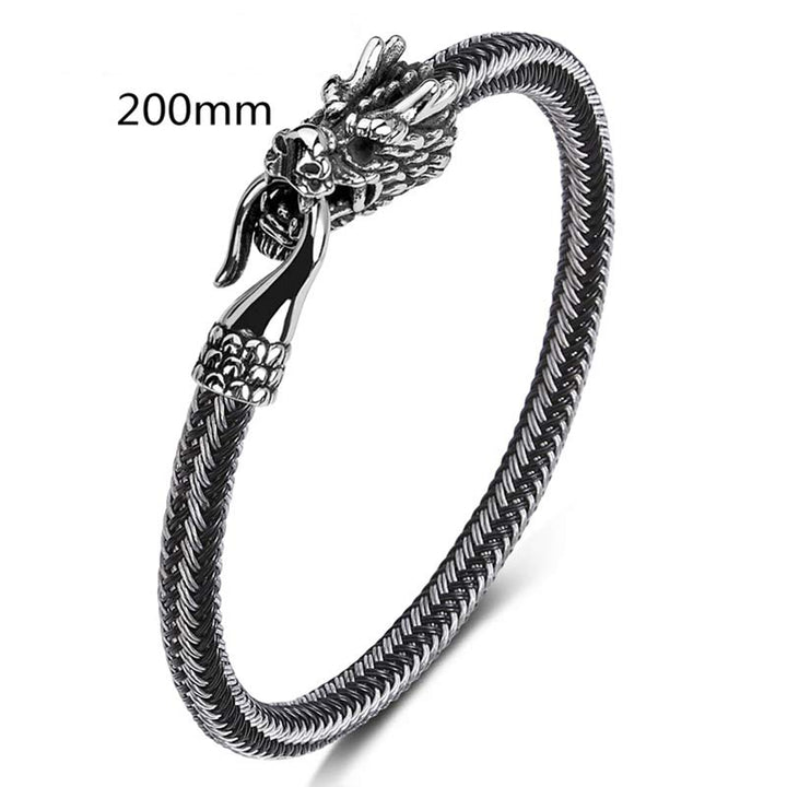 Bracelet de protection en acier titane avec dragon et Buddha Stones