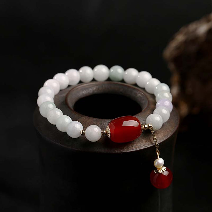 Bracelet de protection en agate de jade blanc naturel Buddha Stones