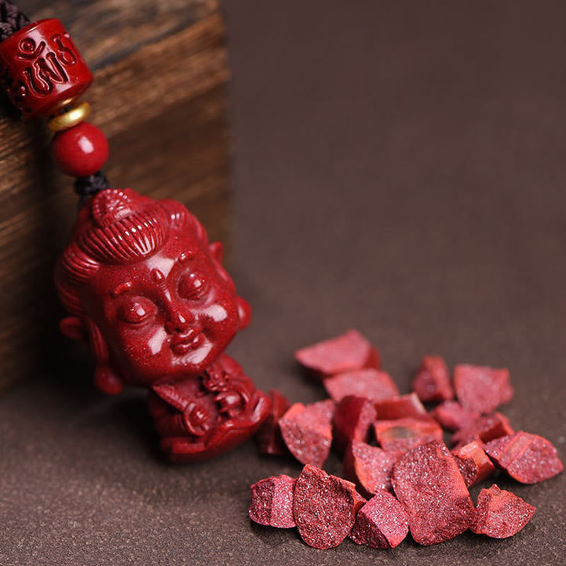 Buddha Stones Zodiaque chinois Bouddha natal Amulette en cinabre naturel Collier pendentif éloignant les mauvais esprits