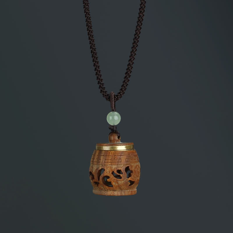 Collier pendentif apaisant positif en Buddha Stones Tibet bois de santal vert bois de rose Om Mani Padme Hum Lotus - Palissandre en forme de tambour - image 18