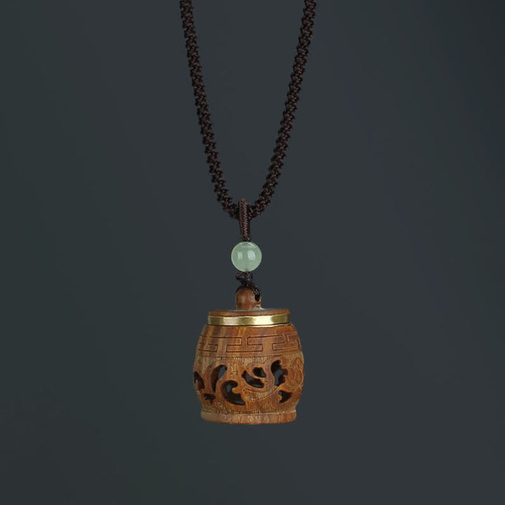 Collier pendentif apaisant positif en Buddha Stones Tibet bois de santal vert bois de rose Om Mani Padme Hum Lotus - Palissandre en forme de tambour - image 18