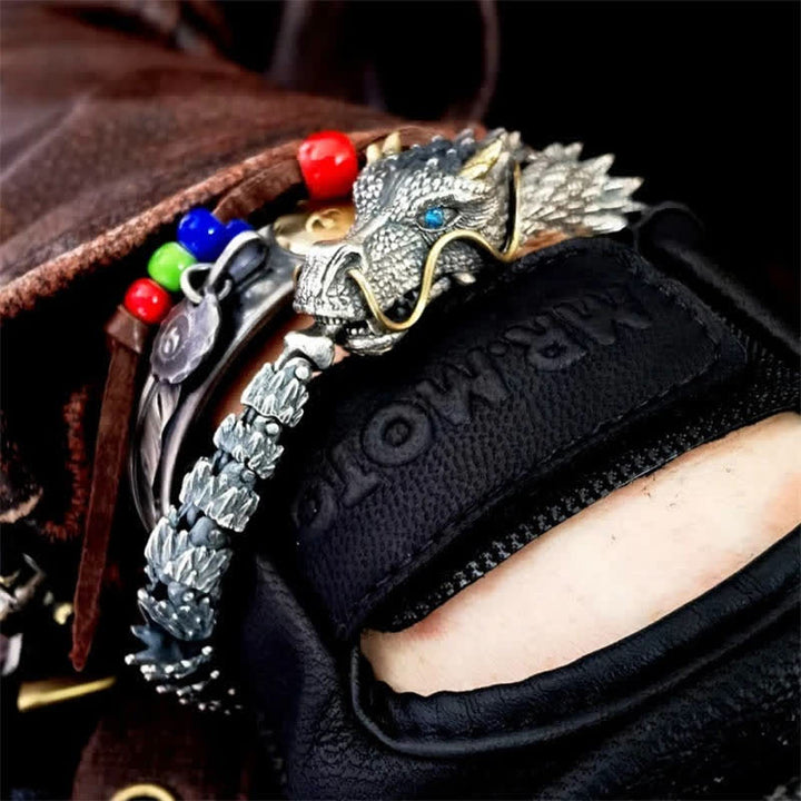 Bracelet chaîne de protection porte-bonheur en Buddha Stones, dragon nordique, fait à la main