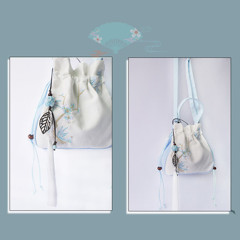 Sac à main en toile brodé à la main avec Buddha Stones et fleurs