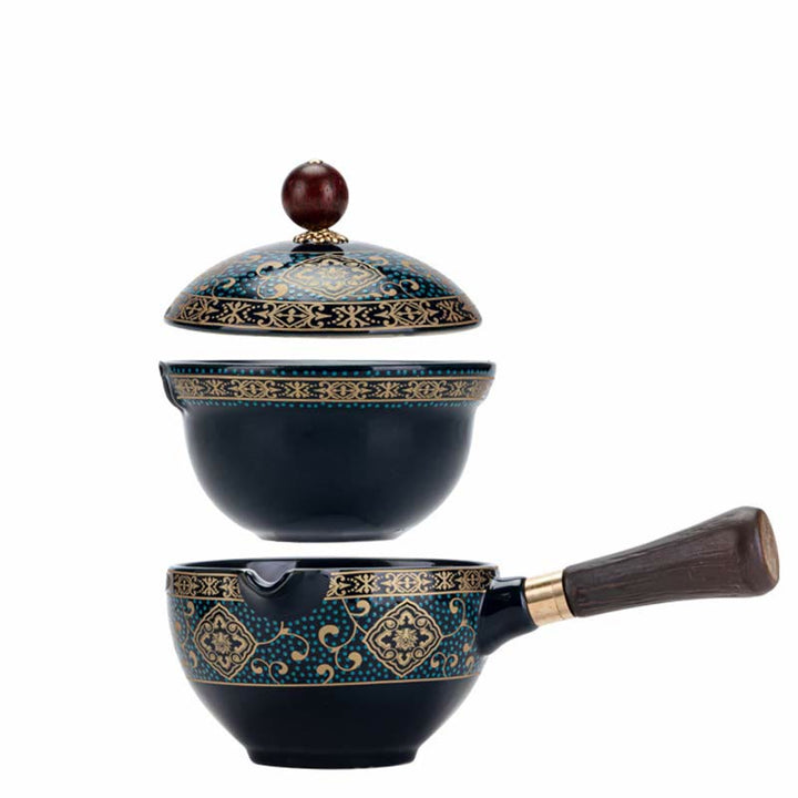 Service à thé chinois Gongfu en Buddha Stones avec théière en céramique et sac cadeau portable