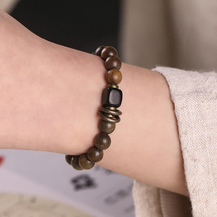 Bracelet tibétain apaisant en cristal de bois de santal vert